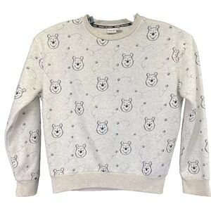 DISNEY WINNIE THE POOH Womens Sz XS  Beige All Over Print Sweatshirt NW/OTs (M18